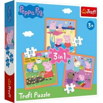 TREFL PUZZLE 3w1 Pomysłowa Świnka Peppa 34852