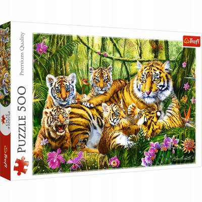 Trefl Puzzle 500 el. Rodzina tygrysów 37350