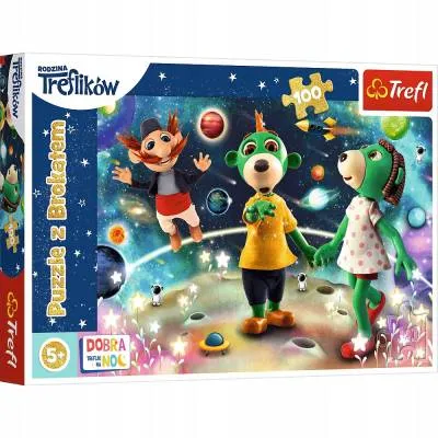 TREFL PUZZLE 100 el.  Glitter Trefliki wśród gwiazd 14824