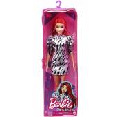 Lalka Barbie Fashionistas srebna Sukienka zeberka