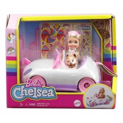 BARBIE Chelsea Tęczowy Zestaw autko + lalka GXT41