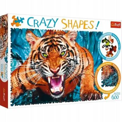 Trefl PUZZLE 600 el Crazy Shapes Oko w oko z tygrysem 11110