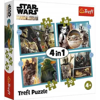 Trefl PUZZLE 4 układanki Mandalorian Star Wars 34397