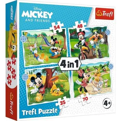 Trefl PUZZLE 4 układanki Fajny dzień Mickiego 34604