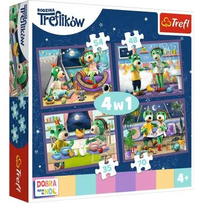 Trefl PUZZLE 4w1 Wieczorne rytuały Treflików 34370