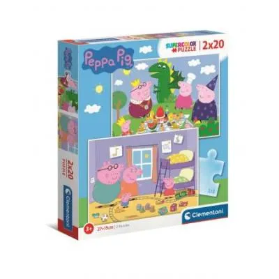 Clementoni puzzle 2x20 el SuperKolor świnka Peppa 