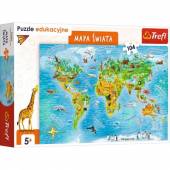 Trefl Puzzle 104 el edukacyjne Mapa swiata dla dzieci 