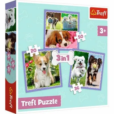 Trefl Puzzle 3w1 Urocze pieski 106 el