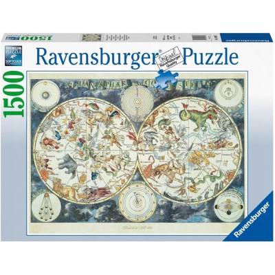 Ravensburger puzzle 1500 el Mapa z  fantastycznymi zwierzętami 