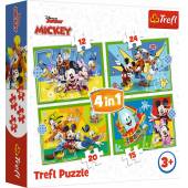 PUZZLE 4W1 MICKEY WŚRÓD PRZYJACIÓŁ 68 ELEM. MIKI Trefl