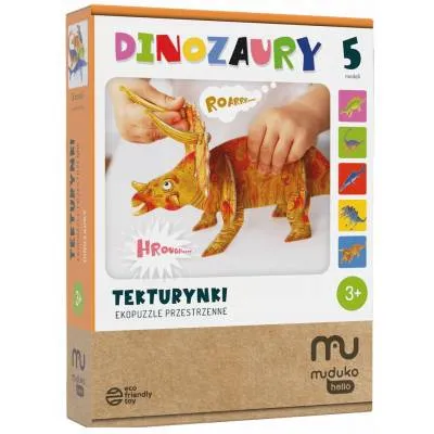 MUDUKO Ekopuzzle Przestrzenne Tekturynki Dinozaury