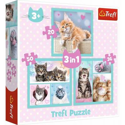 Trefl Puzzle 3w1 Słodkie zwierzaki 106 el