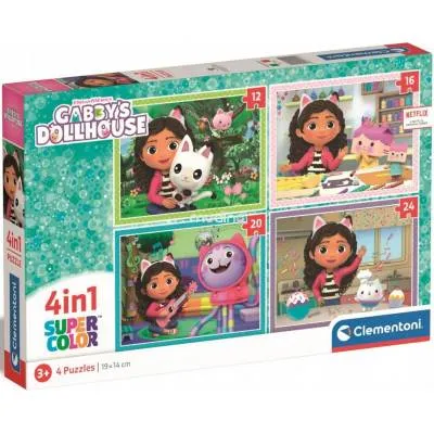 Clementoni puzzle 4w1 SuperKolor Domek Gabby