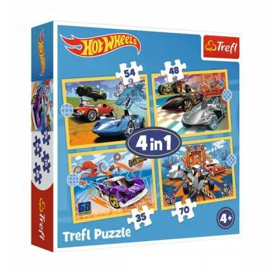 Trefl Puzzle 4w1 Pojazdy Hot Wheels