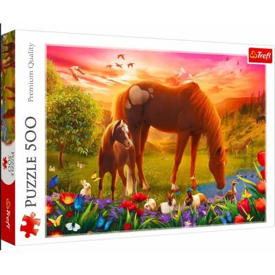 Trefl Puzzle 500 el Konie na łące