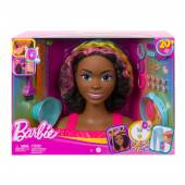 Barbie głowa do stylizacji neonowa kręcone