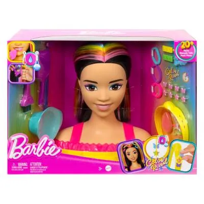 Barbie głowa do stylizacji neon czarne włosy