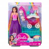 Barbie lalka skipper z wózkiem i bobasami owieczki 