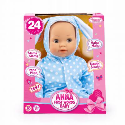 Lalka New Born Baby Bayer Design ANNA FIRST WORDS BABY