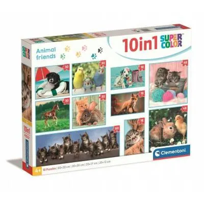 Clementoni puzzle 10w1 el super kolor animal friends 372 el