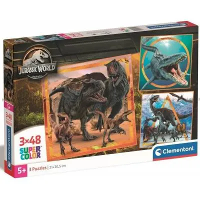 Clementoni puzzle 3x48 el super kolor jurassic world