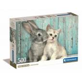 Clementoni puzzle 500 el compact cat bunny