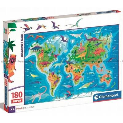 Clementoni puzzle 180 el super kolor dinosaurs map