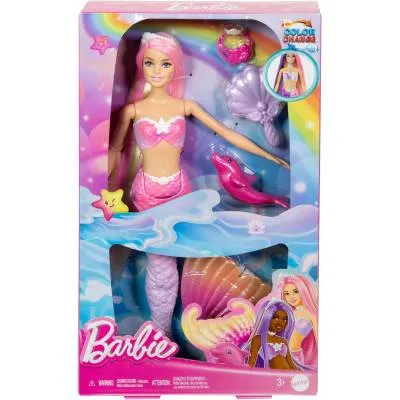 LALKA BARBIE SYRENKA MALIBU Z DŁUGIMI WŁOSAMI zmieniająca kolor