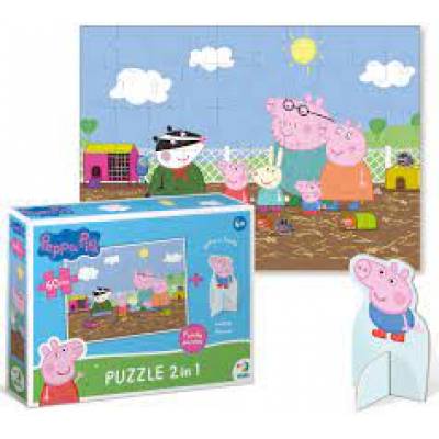 Puzzle 60el Świnka Peppa Pig z figurką