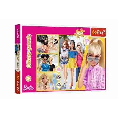 Trefl puzzle 100 el glitter brokatowa barbie