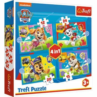 Trefl puzzle 4w1 biegnące piesk psi patrol