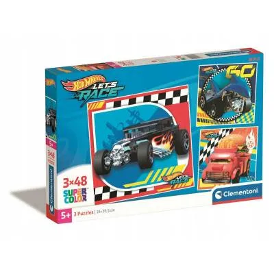 Clementoni puzzle 3x48 el super kolor hot wheels