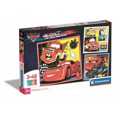 Clementoni puzzle 3x48 el super kolor cars glow racers