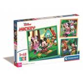 Clementoni puzzle 3x48 super kolor square mickey friends