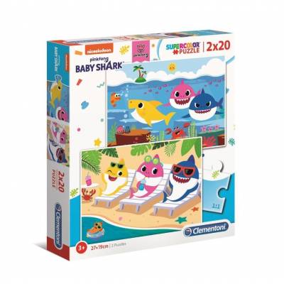 Clementoni puzzle 2x20 el super kolor baby shark