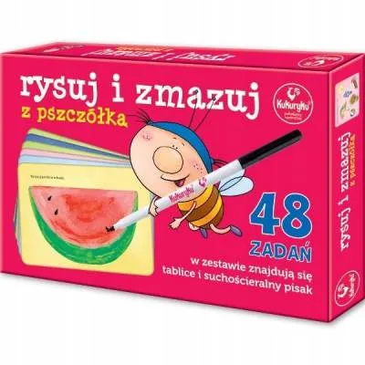 Kukuryku rysuj i zmazuj z pszczółką 48 zadań