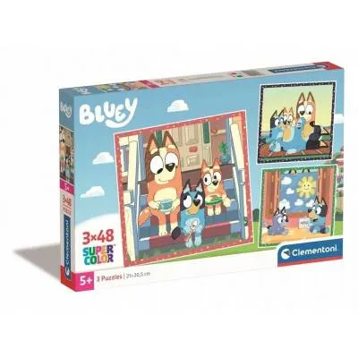 Clementoni puzzle 3x48 el super kolor bluey