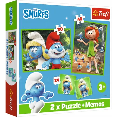 Trefl Puzzle 78 el 2w1 memos Wesołe zabawy Smerfów 