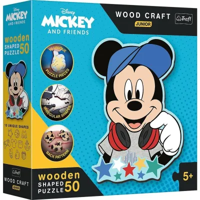 Trefl Puzzle 50 el Drewniane Disney w świecie Mickey