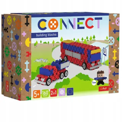 Trefl klocki Connect 2w1 Autobus i Auto-naczepa