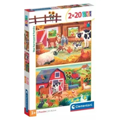 Clementoni Puzzle 2x20 el Super Kolor The Farms Family 