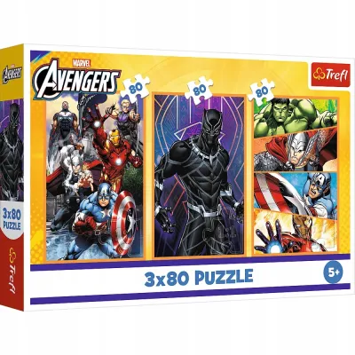 Trefl Puzzle 3x80 el Dni pełne akcji Disney Marvel