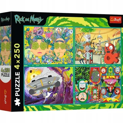 Trefl Puzzle 4x250 el Zakręcony świat Ricka Morty'ego