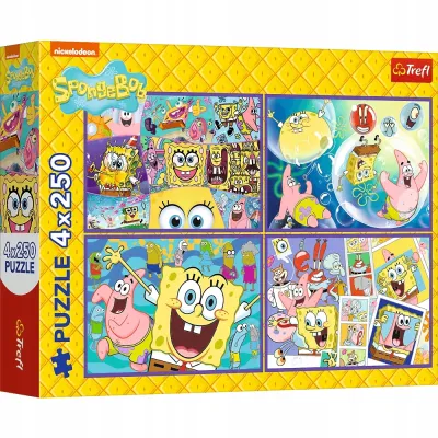 Trefl Puzzle 4x250 el Szalony świat Sponge Boba