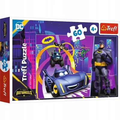 17400 TREFL PUZZLE 60 el BATWHEELS, BATMAN I JEGO POJAZDY