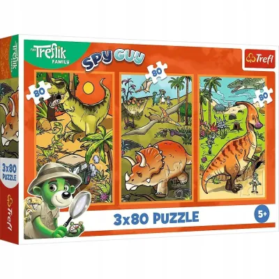 Trefl Puzzle 3x80 el Trefliki w świecie dinozaurów