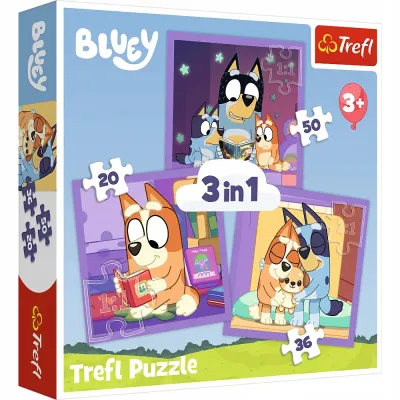 Trefl Puzzle 3w1 Poznaj Bluey BBC Bluey 