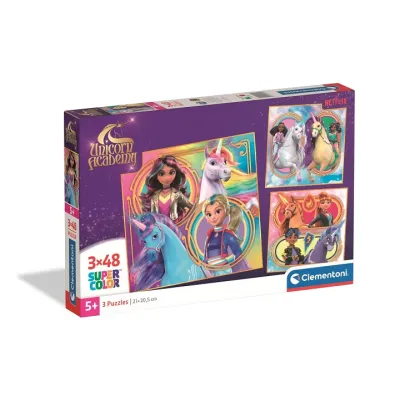 Clementoni Puzzle 3x48 el Super Kolor Unicorn Academy