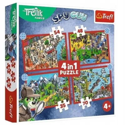 Trefl Puzzle 4w1 el Podróże Treflików