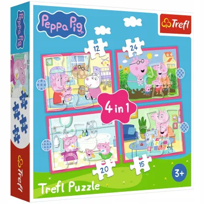 Trefl Puzzle 4w1 el Peppa uwielbia przygody